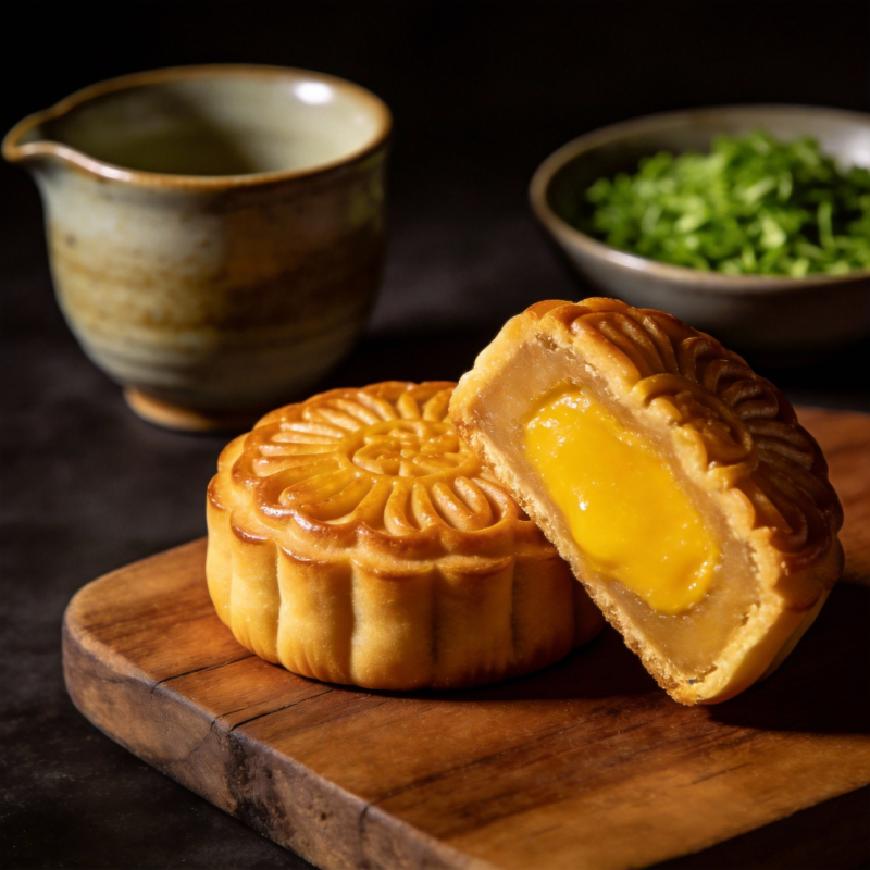 金黄流心月饼图片