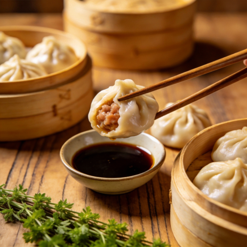 蒸饺配酱油图片