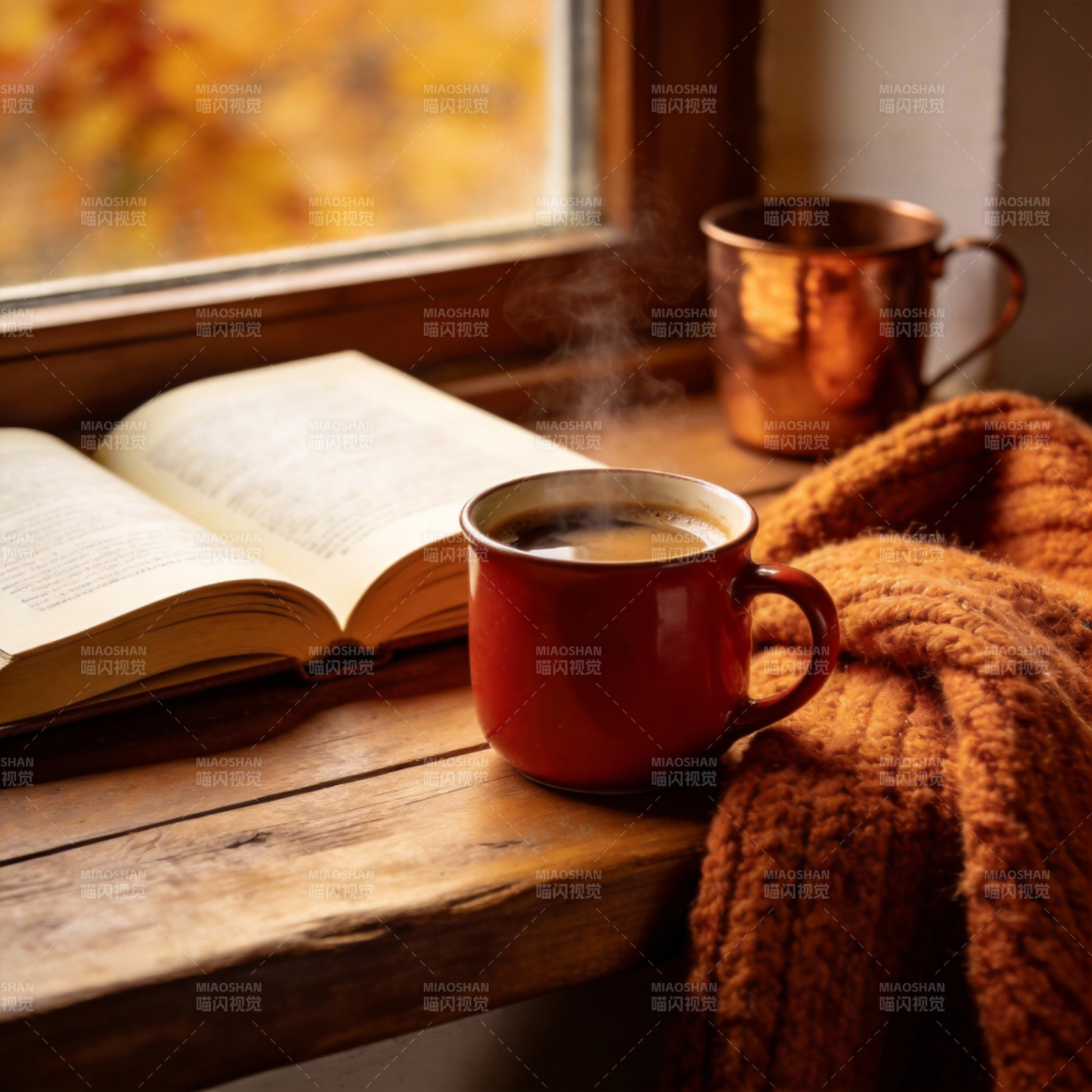 窗边暖阳读书时图片