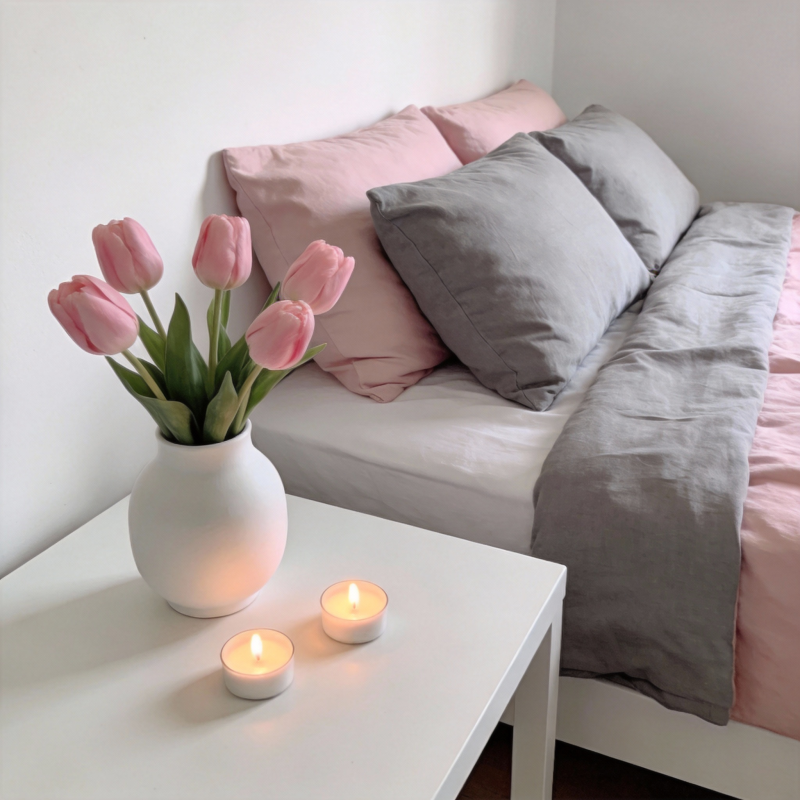 温馨卧室一角图片