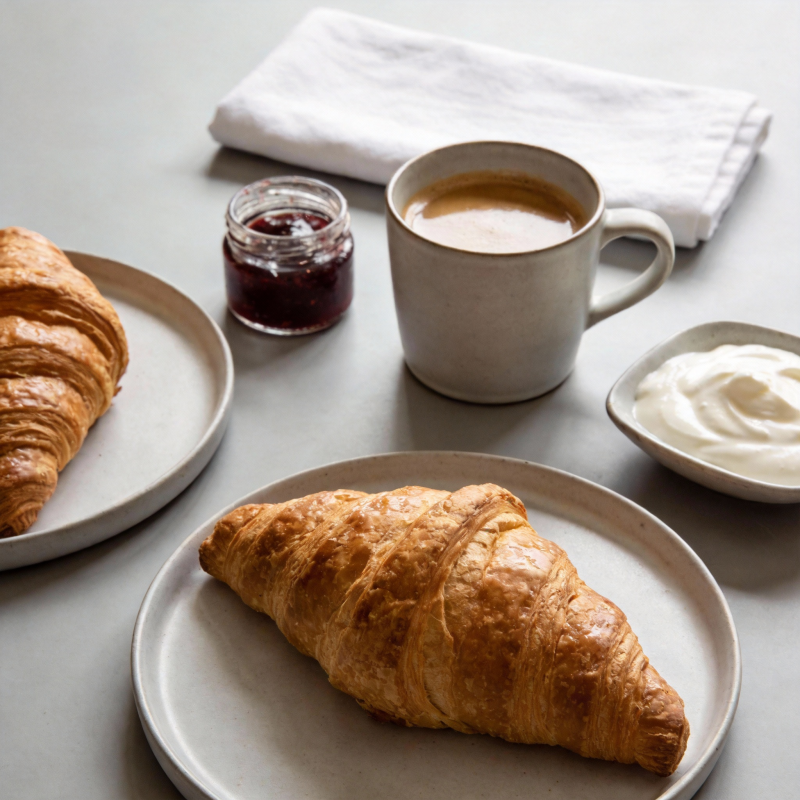 早餐 羊角面包与咖啡图片