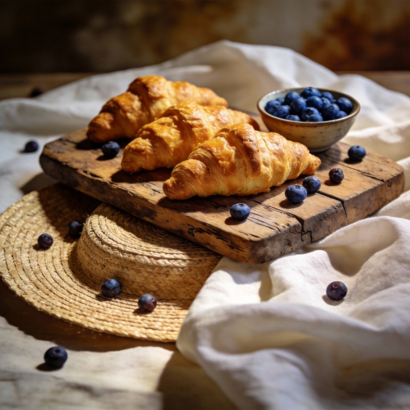 蓝莓可颂早餐图片