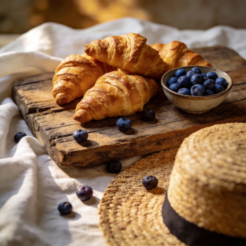 蓝莓可颂早餐图片