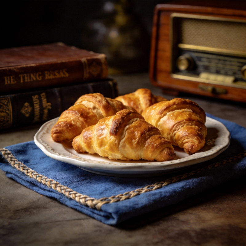 金黄酥脆牛角包图片