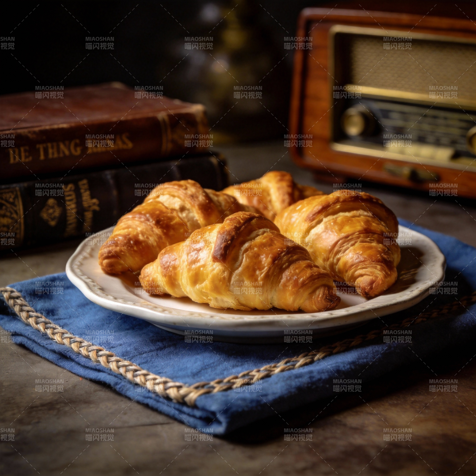 金黄酥脆牛角包图片