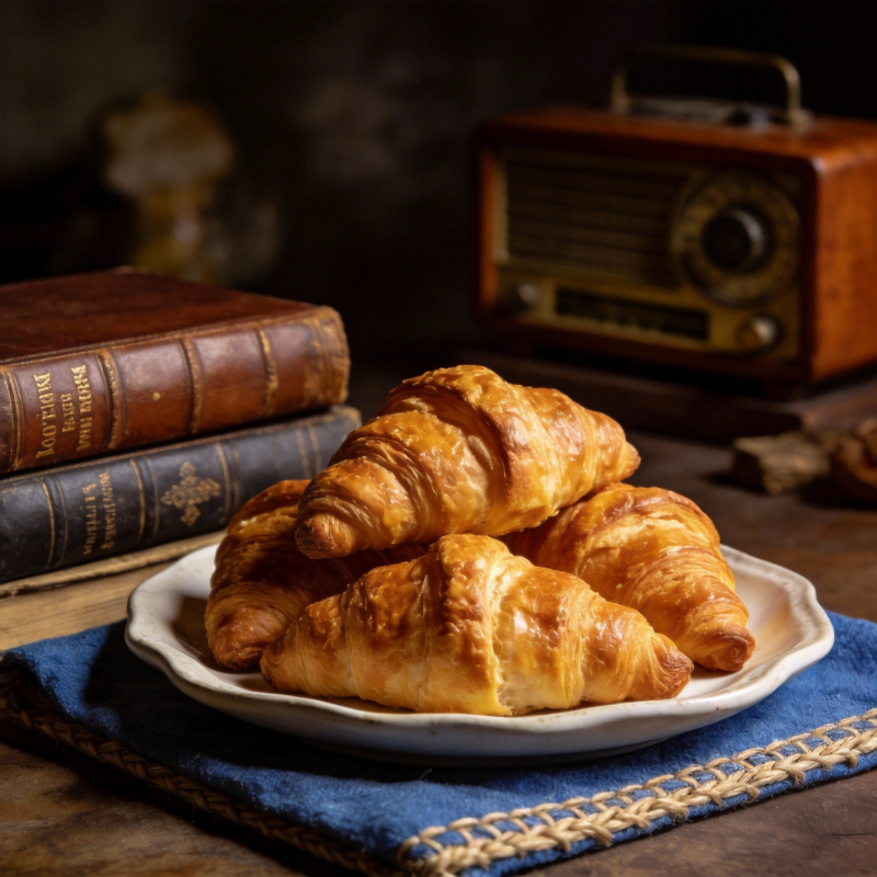 金黄酥脆的羊角面包图片