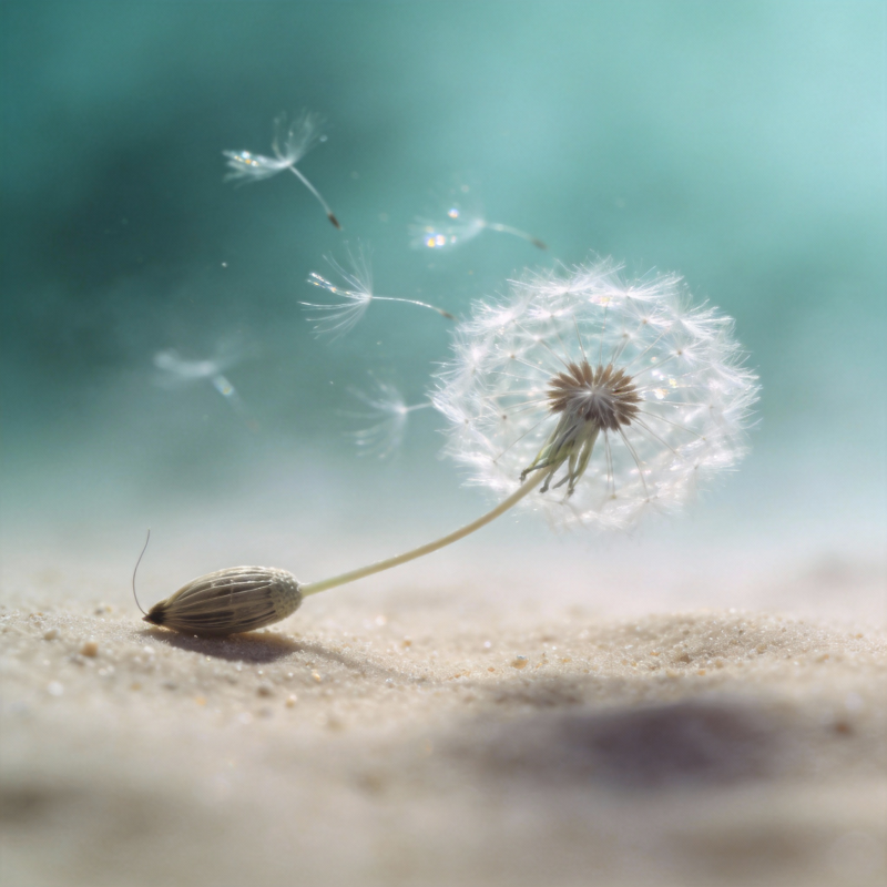 蒲公英随风飘散图片
