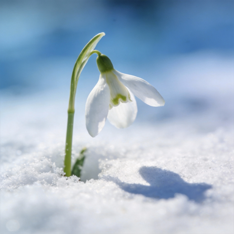 雪中孤花绽放图片