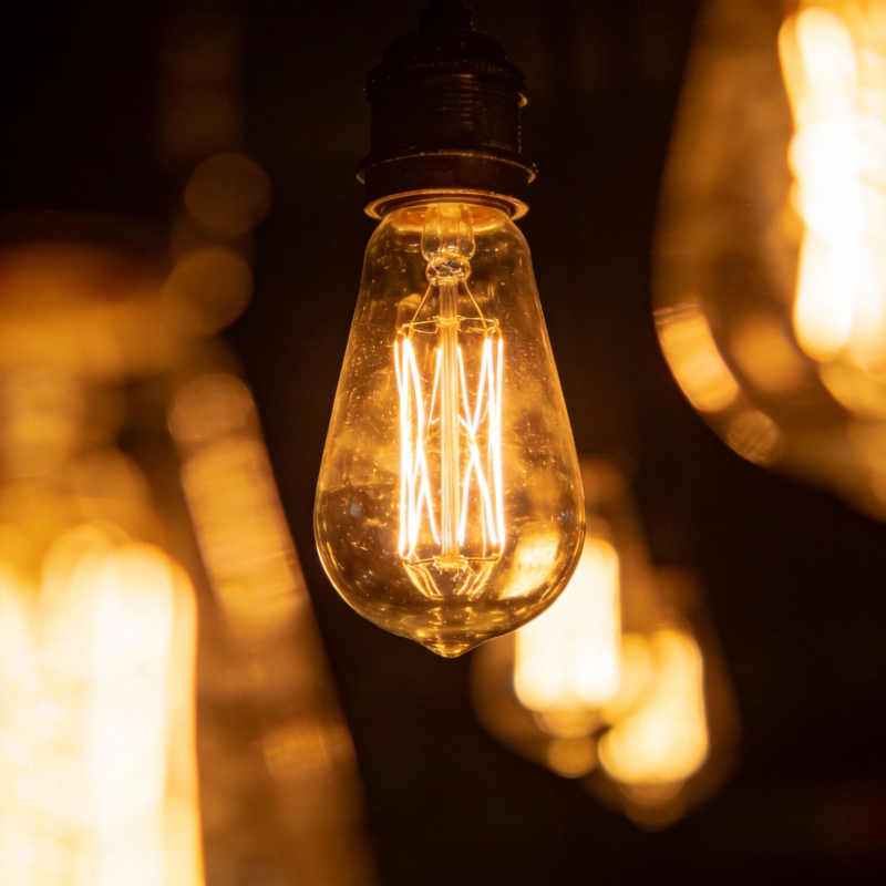 暖光灯泡悬垂图片