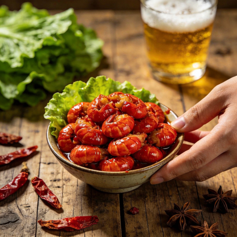 麻辣小龙虾配啤酒图片