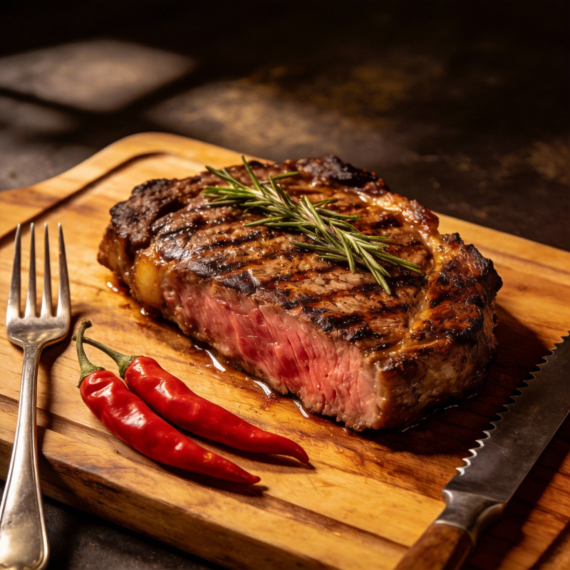 香煎牛排配红椒图片