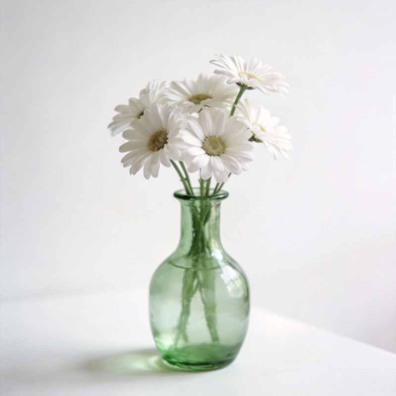 白菊绿瓶静谧美图片