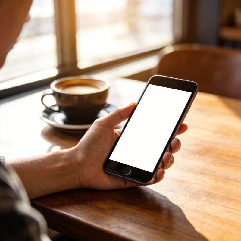 咖啡馆里看手机图片