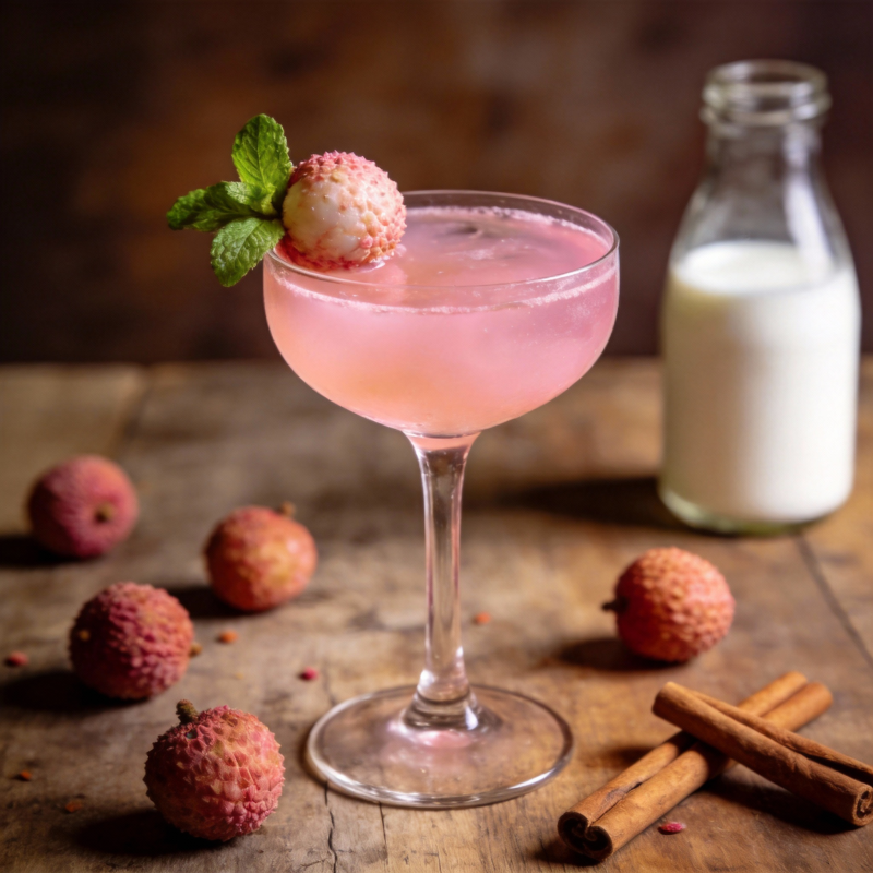 粉红荔枝鸡尾酒图片