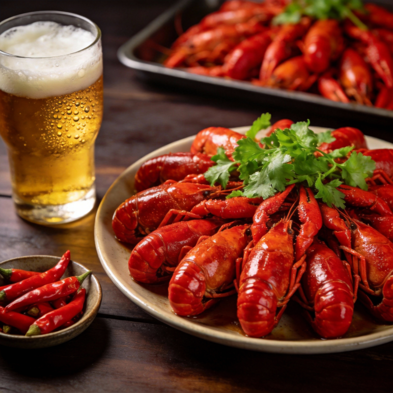小龙虾配啤酒图片