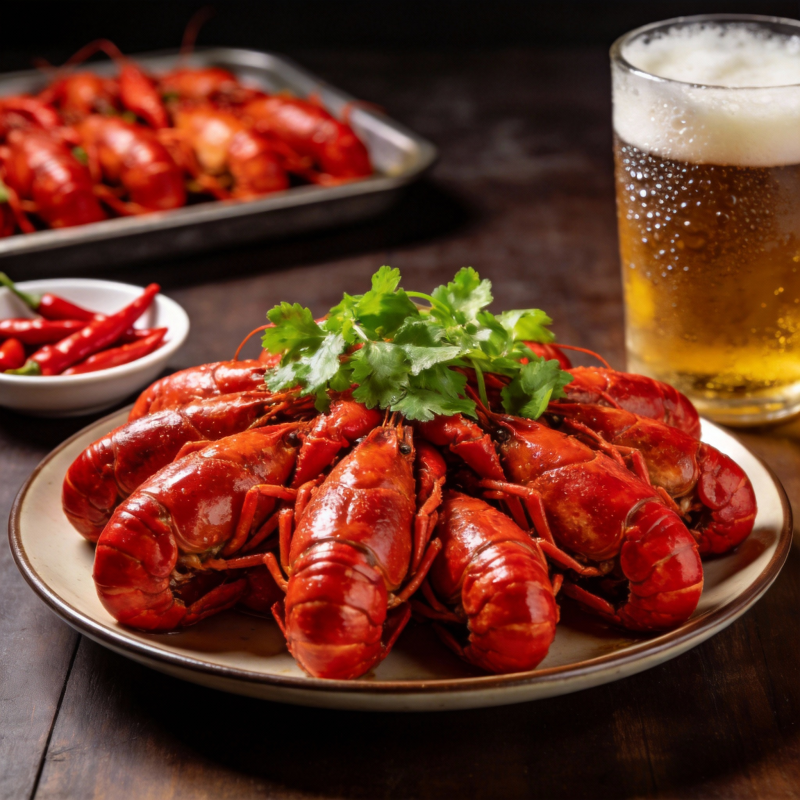小龙虾配啤酒图片
