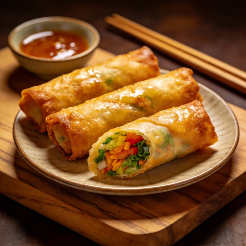 金黄春卷配蘸酱图片