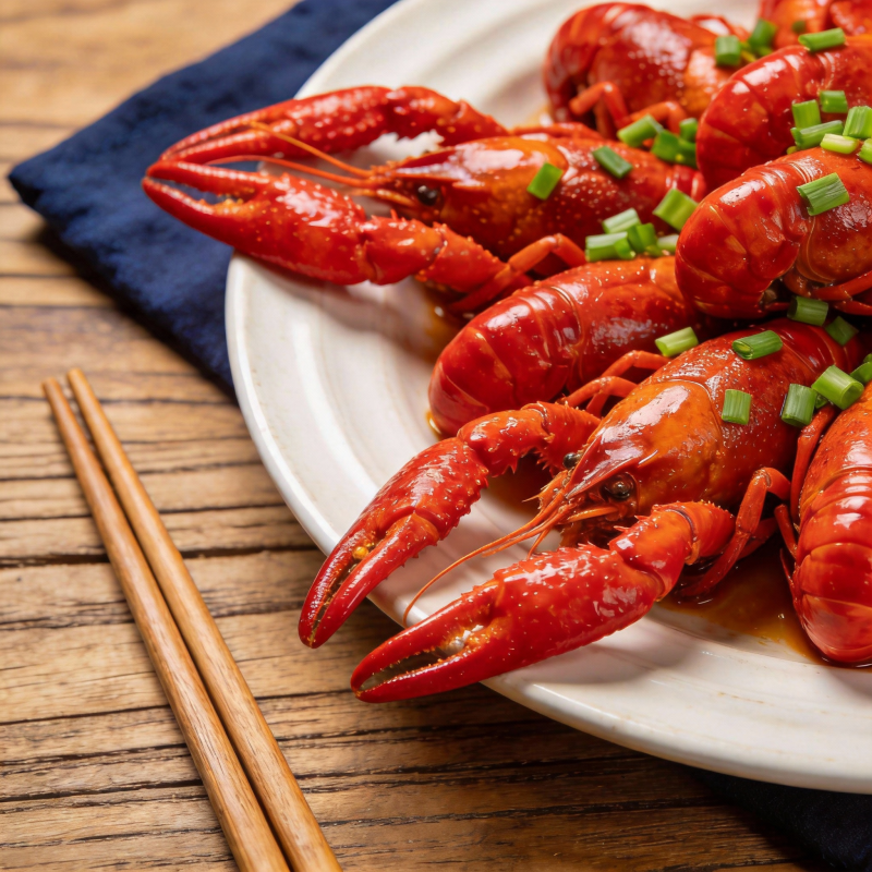 香辣小龙虾配葱花图片