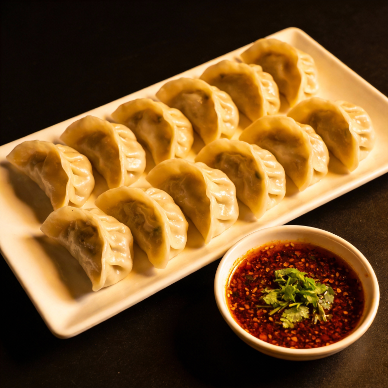 美味饺子配辣酱图片