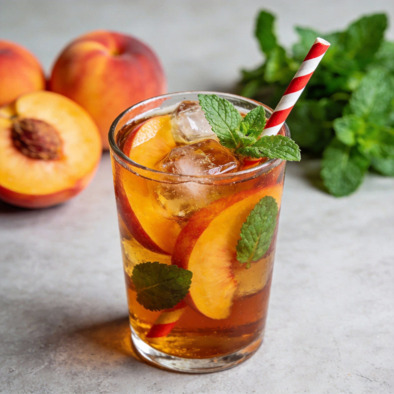 桃子薄荷冰饮图片