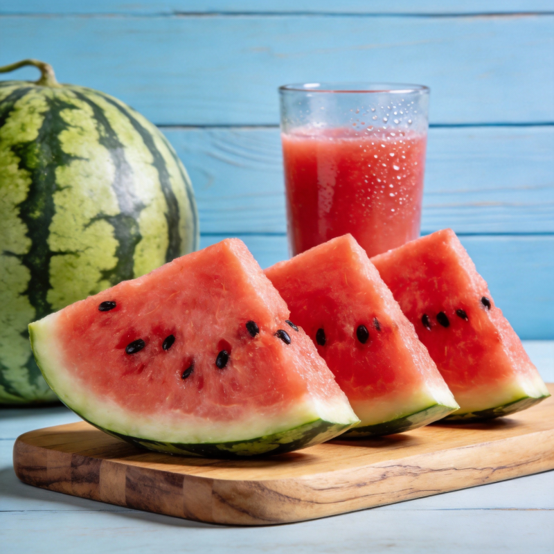 西瓜切片与果汁图片