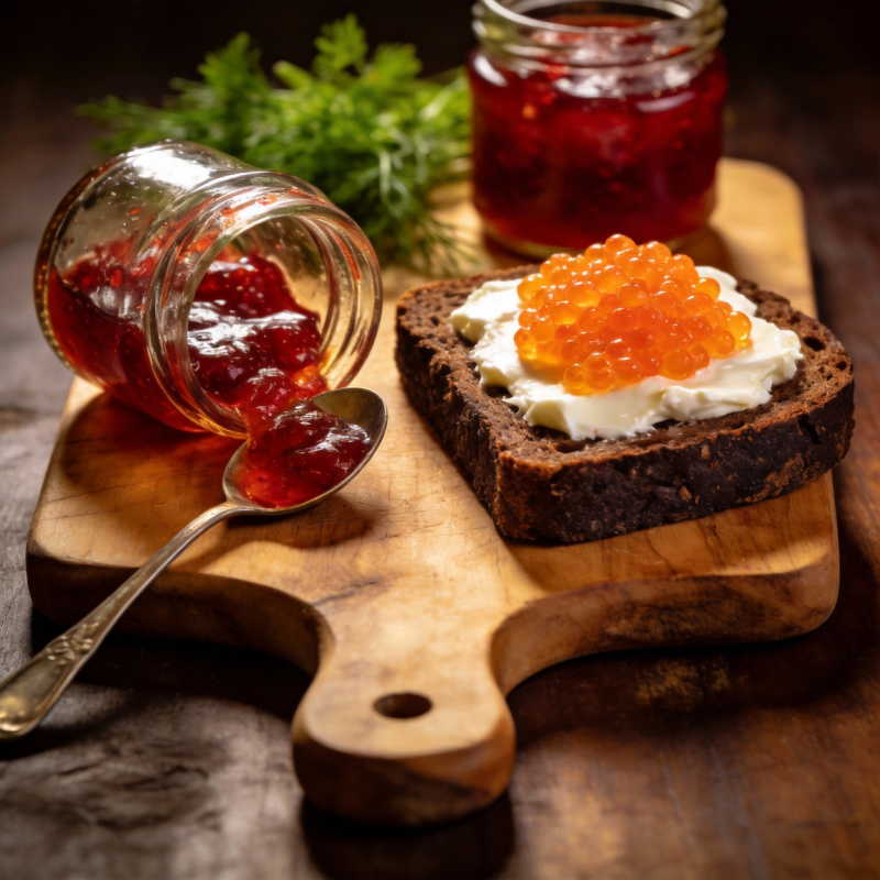 鱼子酱配面包图片