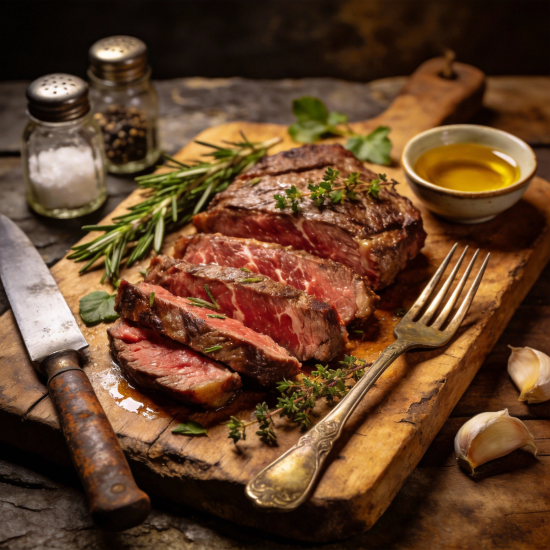 香煎牛排配迷迭香图片
