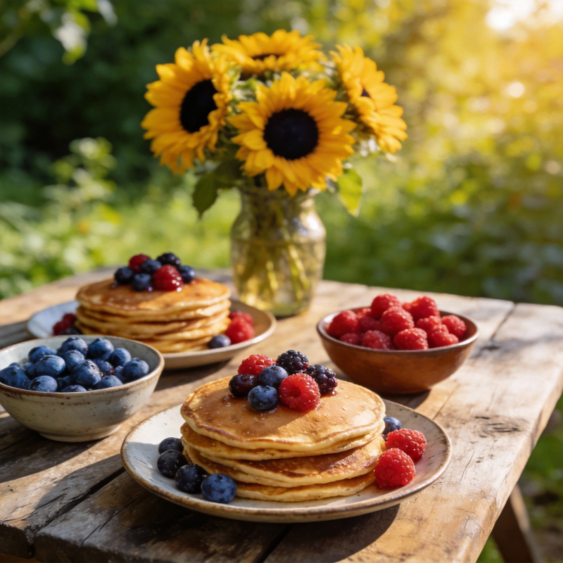 阳光下的美味煎饼图片