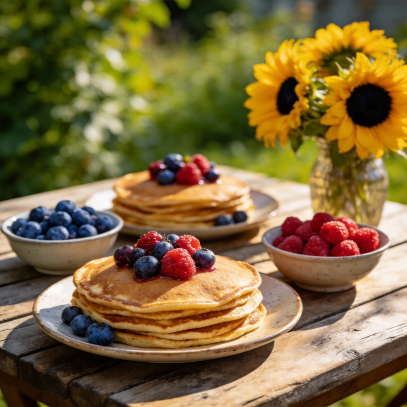 阳光下的美味煎饼图片