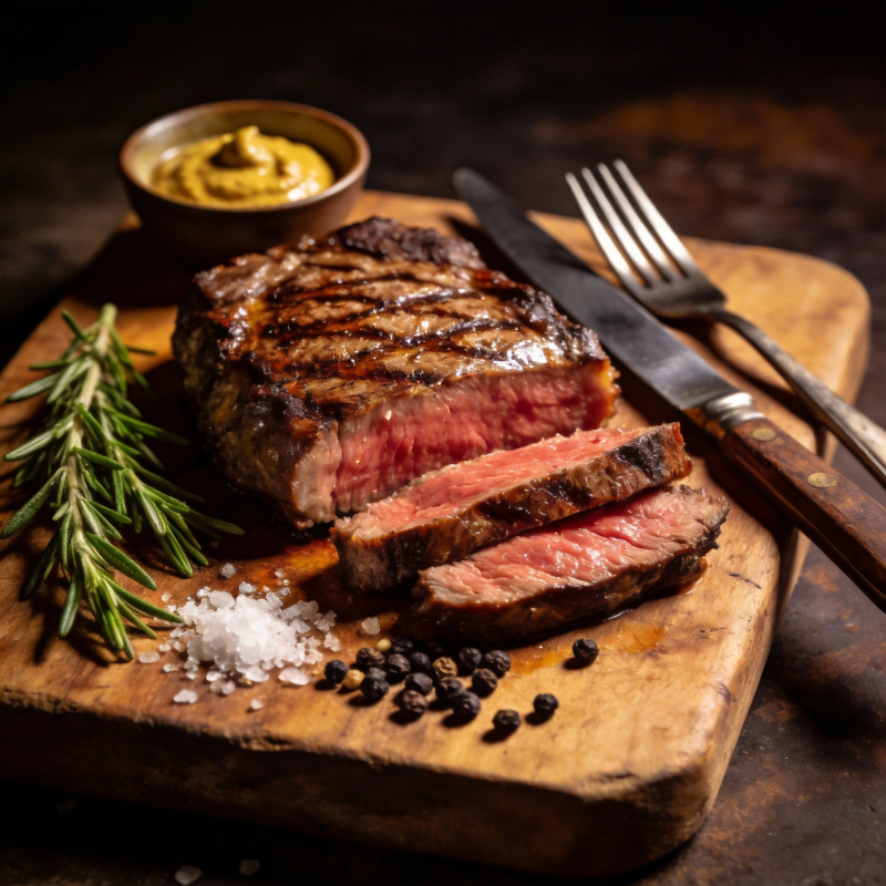 香煎牛排配迷迭香图片