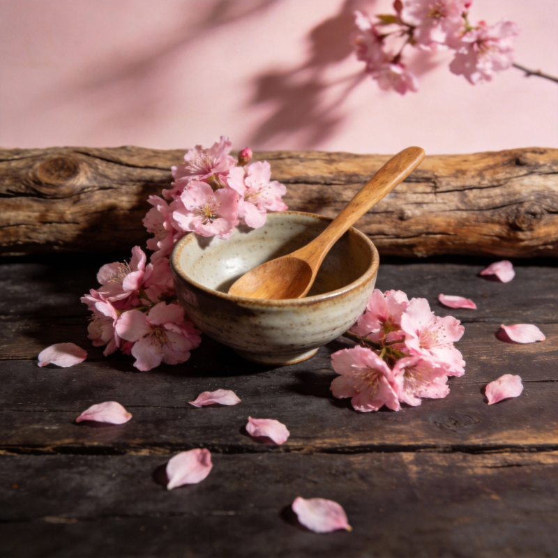 樱花茶碗静谧景图片