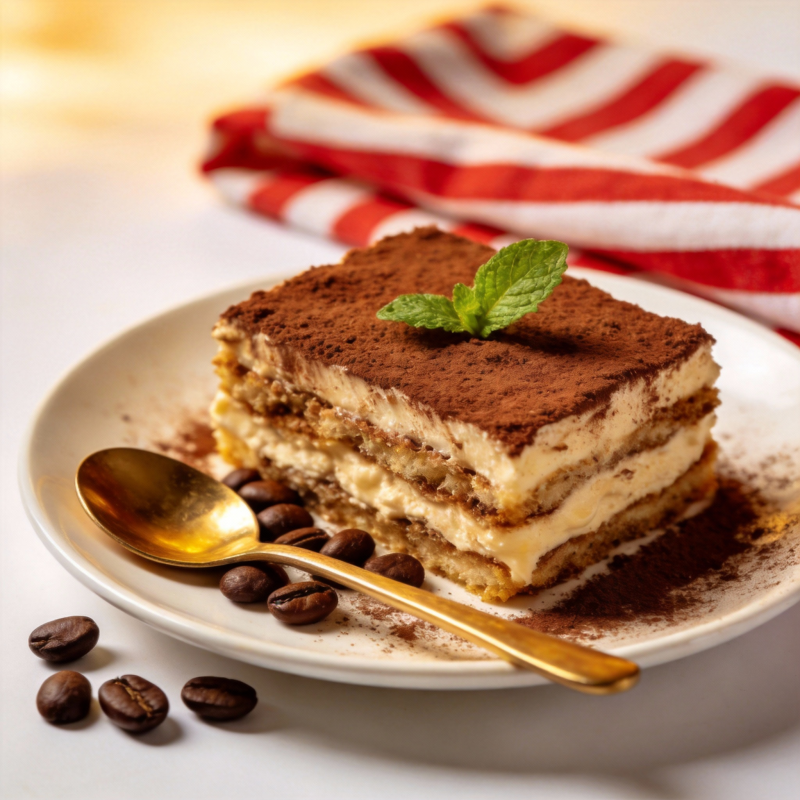 提拉米苏配咖啡豆图片