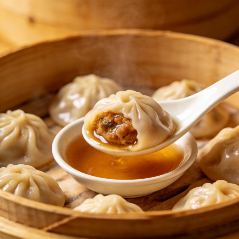 热腾腾的鲜肉小笼包图片