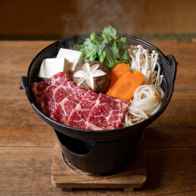 热气腾腾的寿喜锅图片