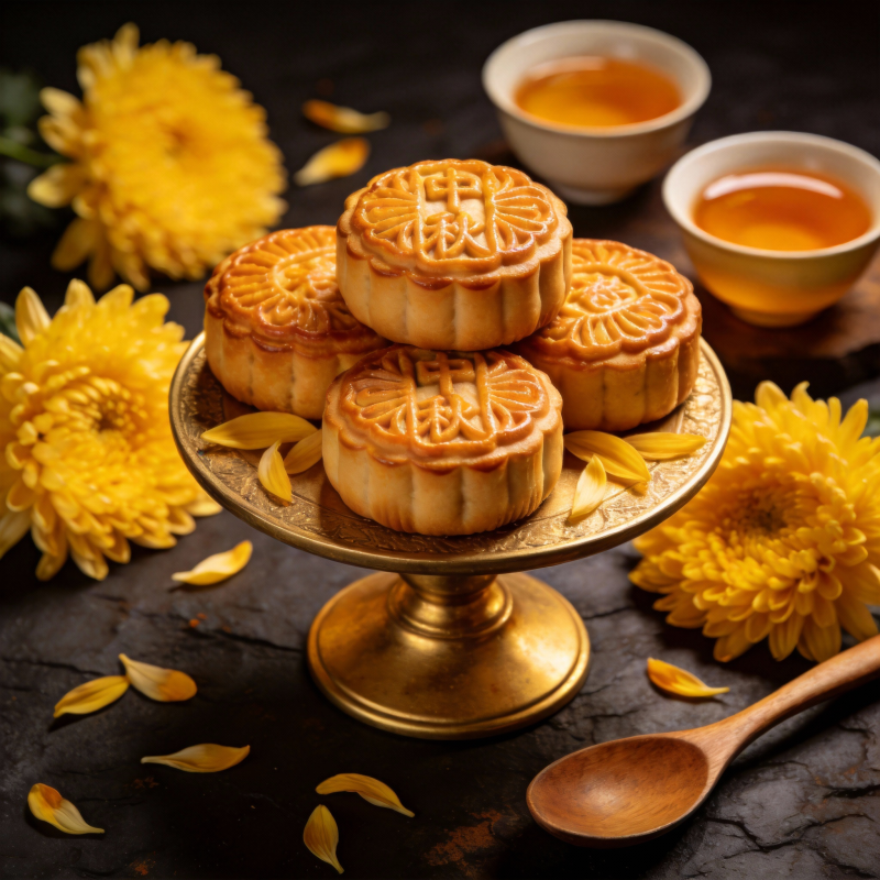 中秋月饼茶香伴图片