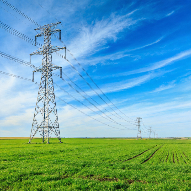 电力塔与绿野图片