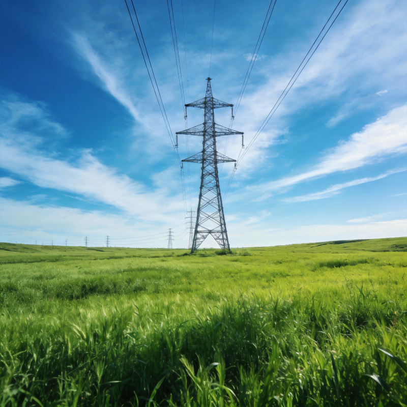 绿野上的电力塔图片