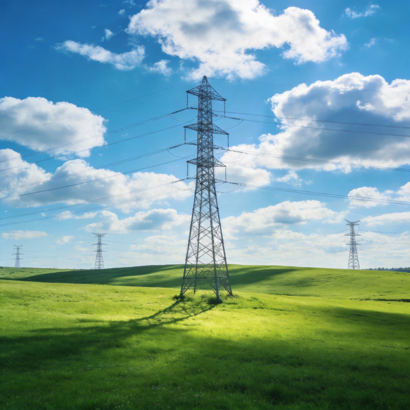 绿野上的电力塔图片
