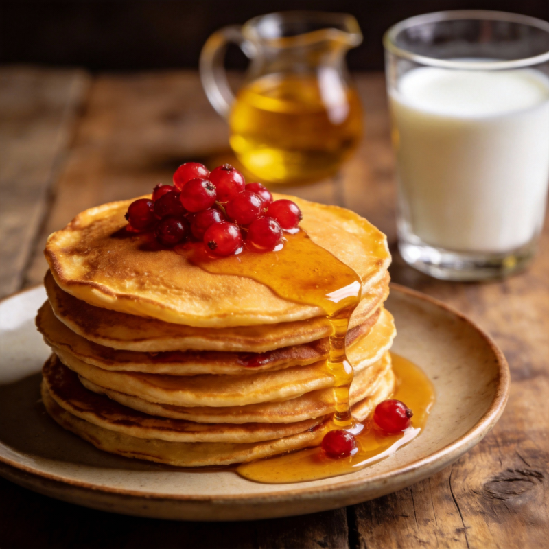 松饼配浆果与蜂蜜图片