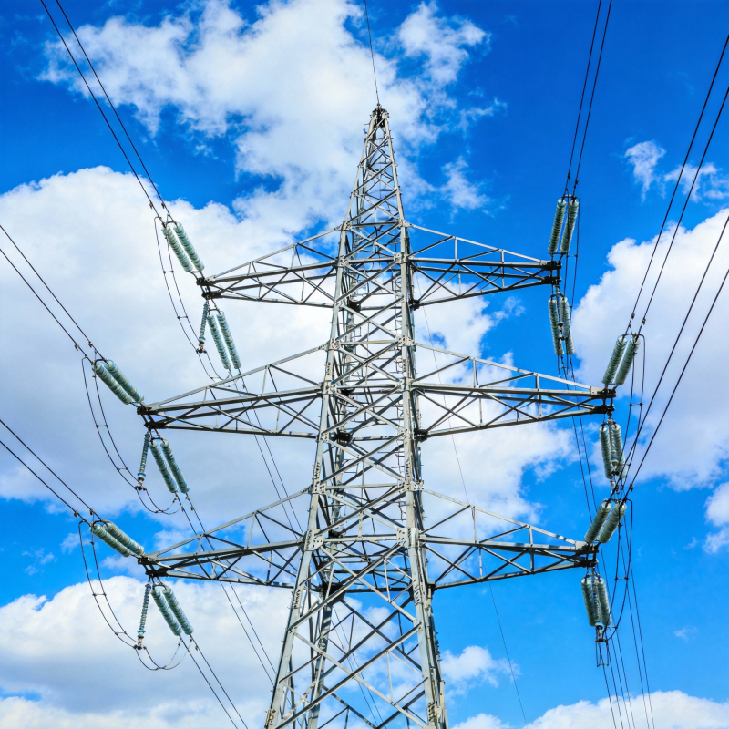 高压电塔蓝天白云图片