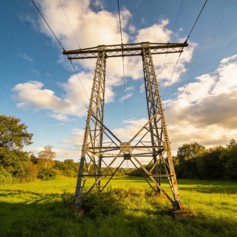 电塔矗立绿野间图片