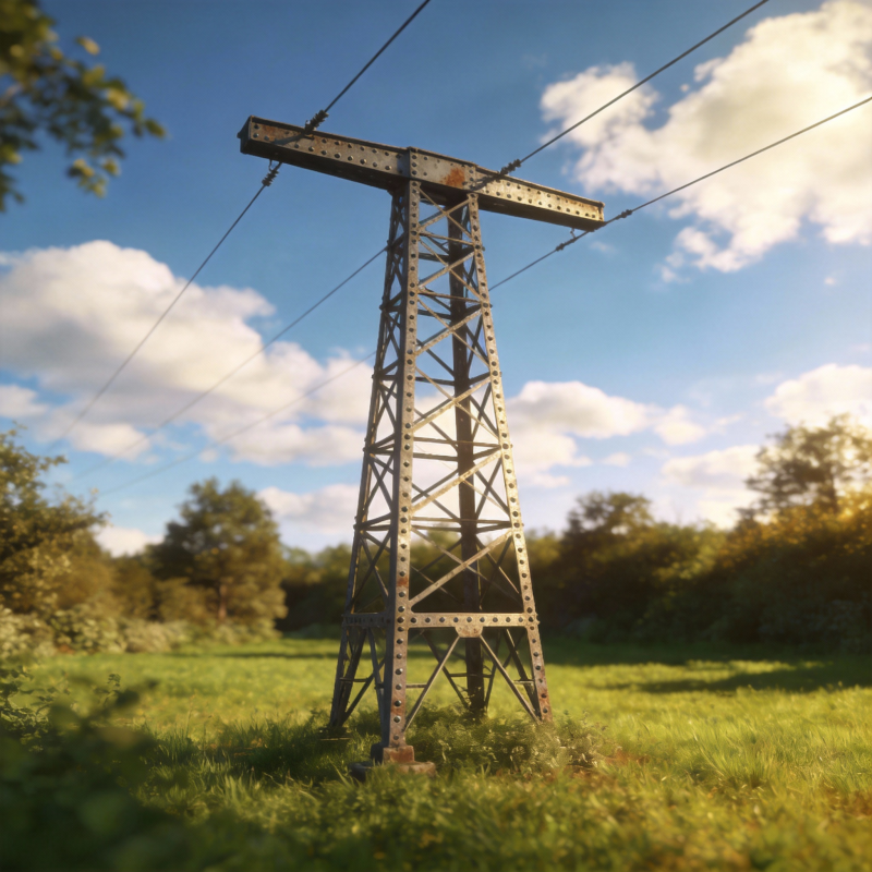 电力塔立于绿野图片