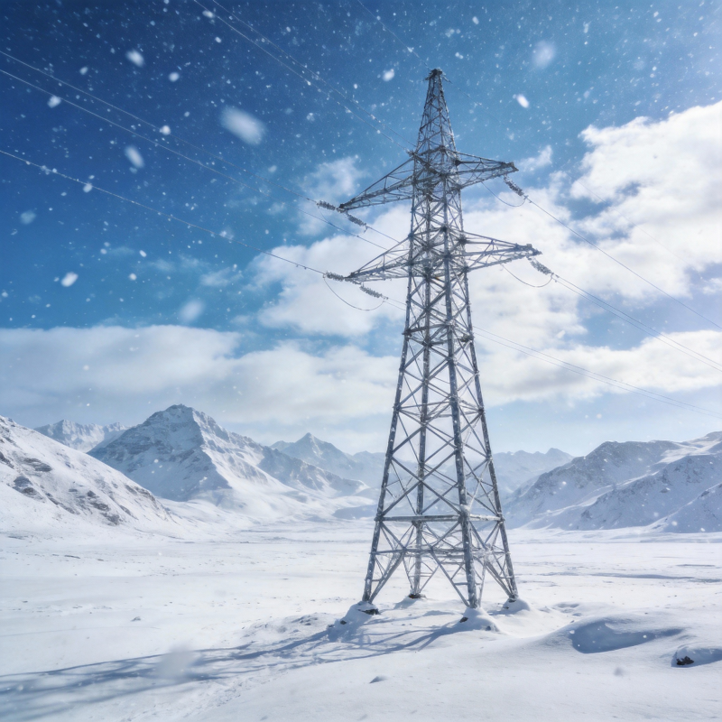 雪原电塔图片