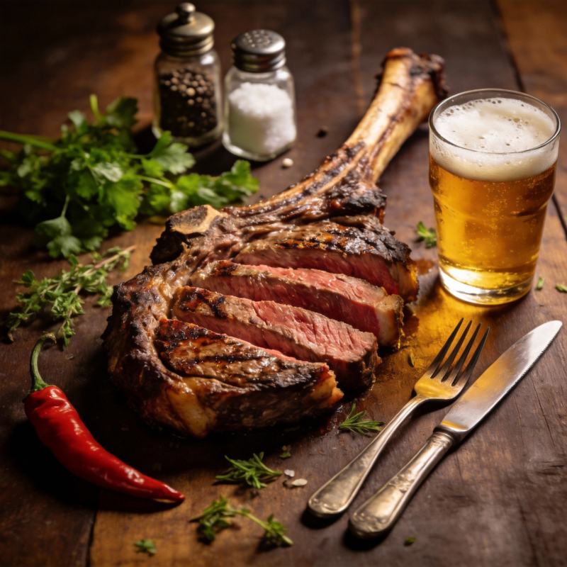 烤羊排配啤酒图片