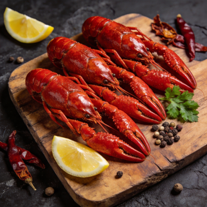 鲜红龙虾配柠檬图片