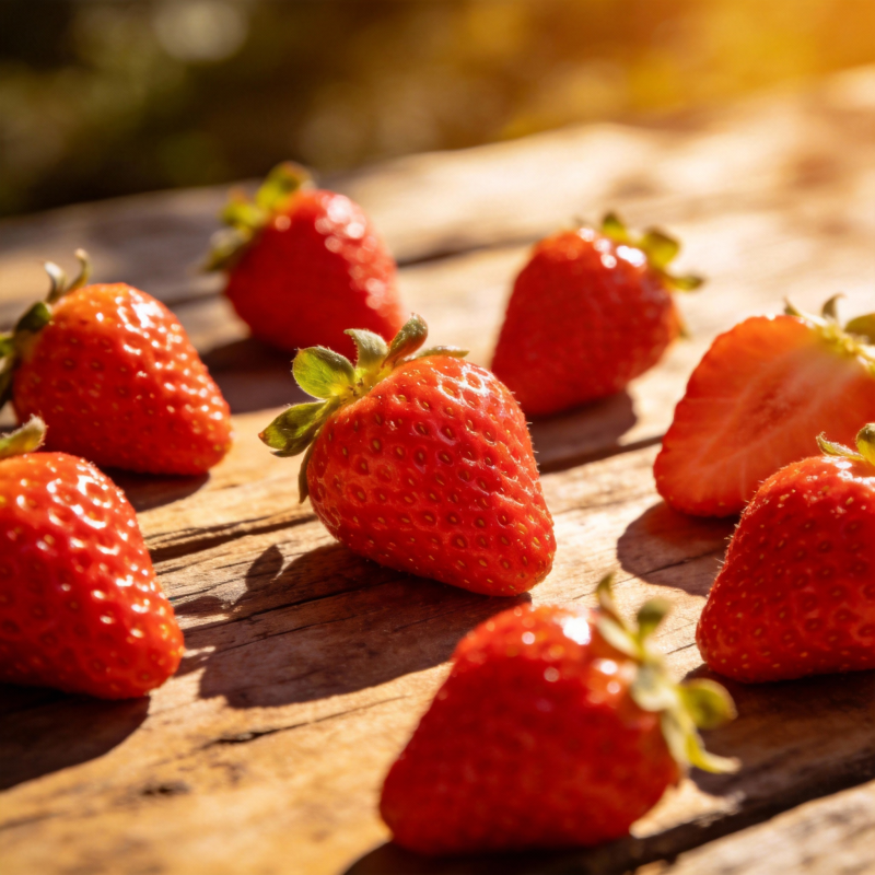 阳光下的新鲜草莓图片