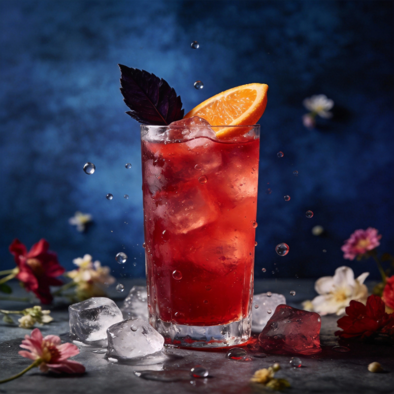 红橙冰饮 花影相伴图片