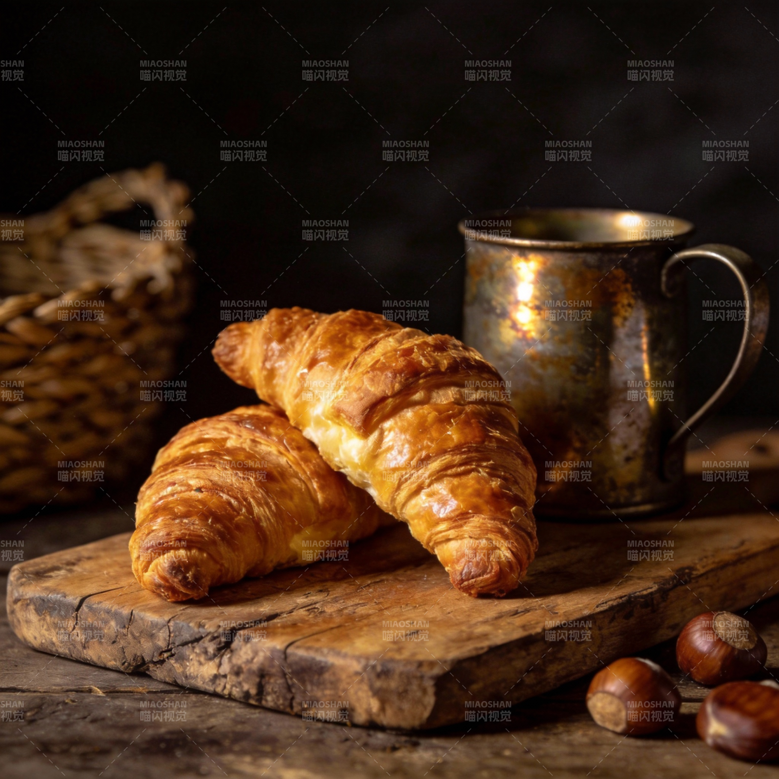 金黄酥皮牛角包图片