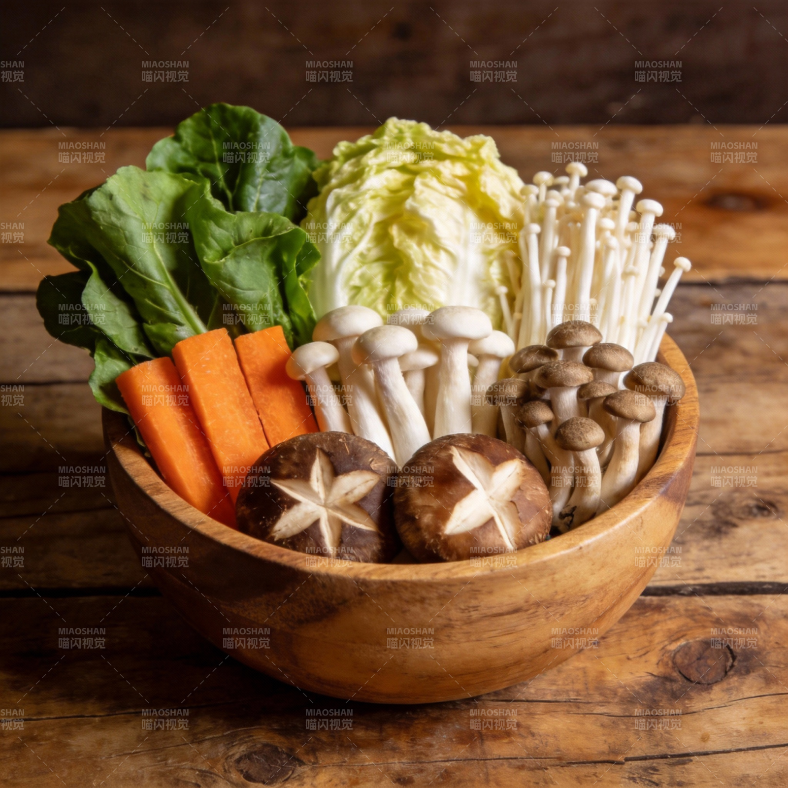 新鲜蔬菜菌菇拼盘图片