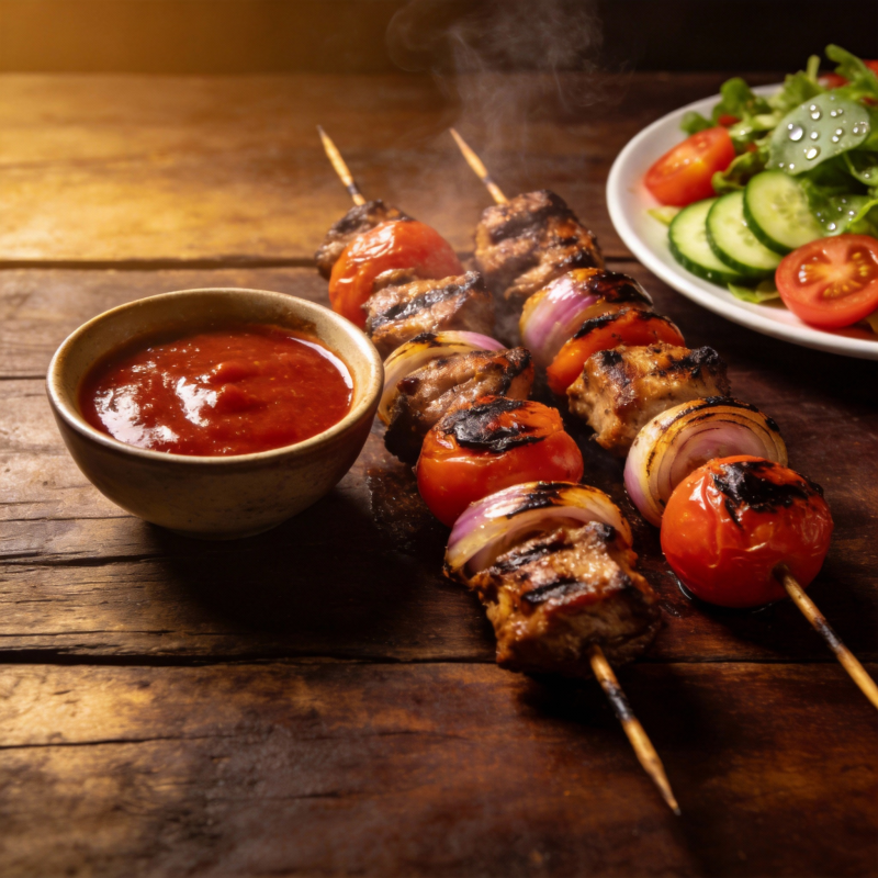 烤串配酱料图片